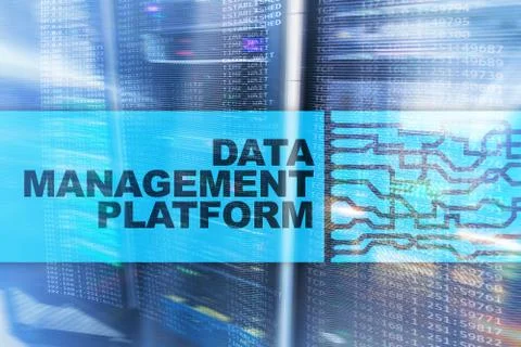 Data management and analysis platform concept on server room background Foto stock