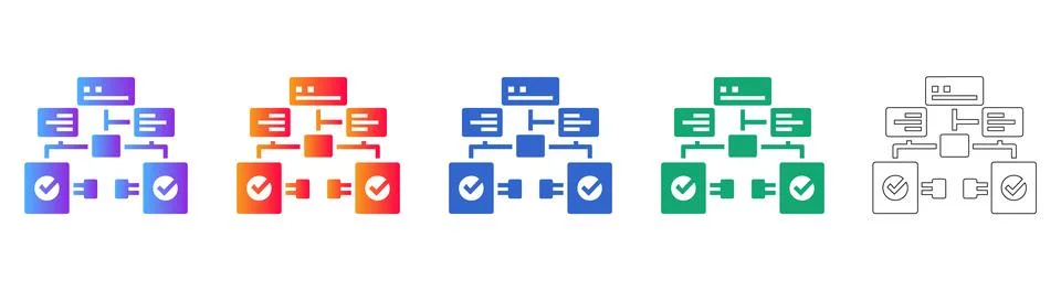 Data Management and Document Verification System Icons 库存插图