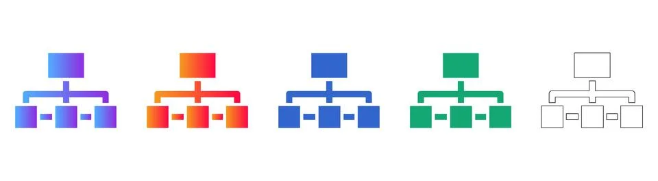 Data Management and Flow Chart Icon Set Stock Illustration