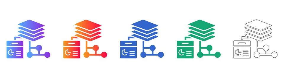 Data Management and Network Analysis Icon Set 스톡 일러스트