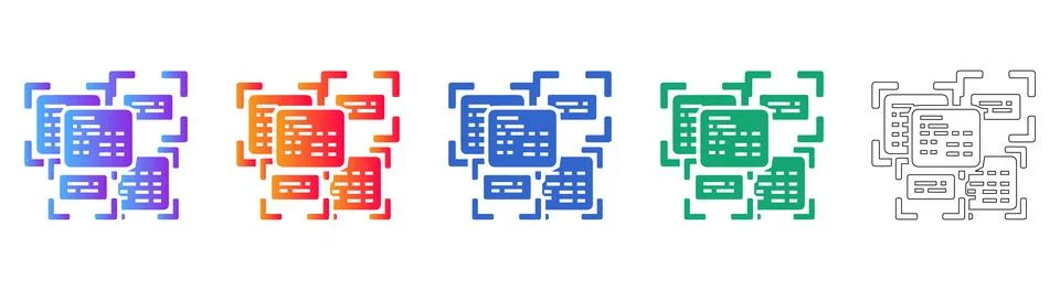 Data Management and Organization Icon Collection Illustrazione stock