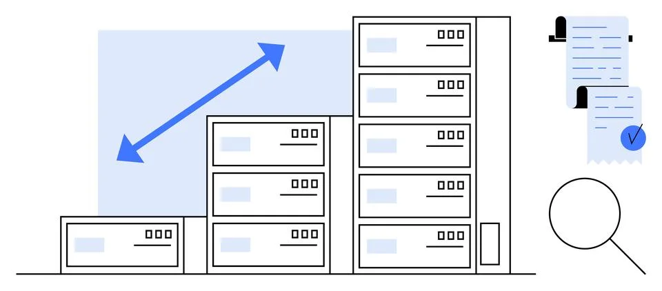 Data Management and Storage Solutions with Analytical Tools Stock Illustration