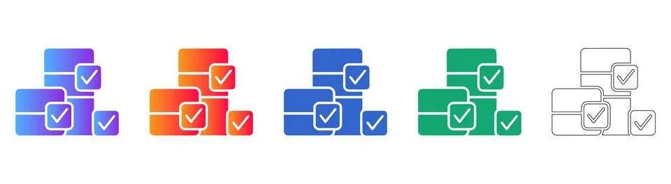 Data Management and Validation Icons in Vibrant Gradients Stock Illustration