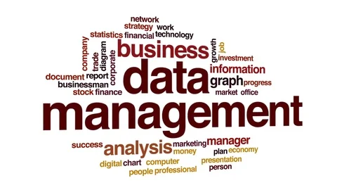 Data management animated word cloud, text design animation. Stock Footage 72895819
