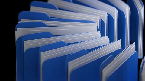 Data Management with Blue Folders and Organized Document Files 動画素材 337186910