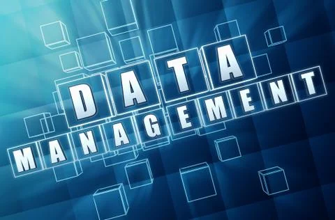 Data management in blue glass blocks Illustrazione stock
