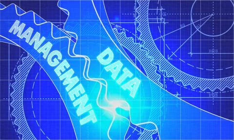 Data Management on Blueprint of Cogs Stock Illustration