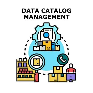 Data management cataloging items and digital information Stock Illustration