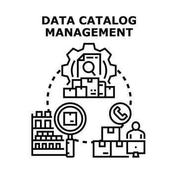 Data management cataloging items and digital information Stock Illustration
