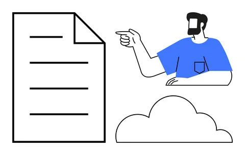 Data management, cloud computing, document storage, online collaboration, tec Stock Illustration