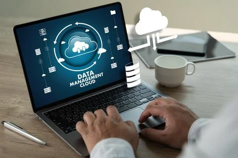 Data management cloud Data transfer file of between folder, Backup data Doc.. Stock Photos