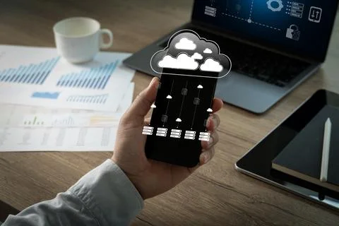 Data management cloud Data transfer file of between folder, Backup data Doc.. Stock Photos