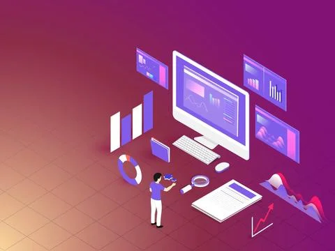 Data Management concept based web template design with 3D illustration of d.. Ilustración de archivo