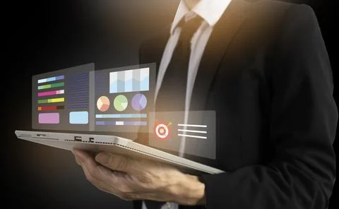 Data management concept, business data analysis, financial figures and comp.. Stock Photos