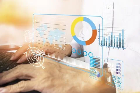 Data management concept, business data analysis, financial figures and comp.. Stock Photos