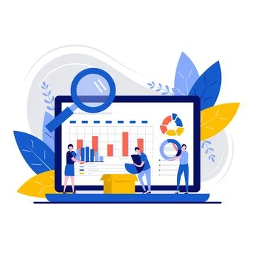 Data management concept with character. Workflow organization and optimizat.. Stock Illustration