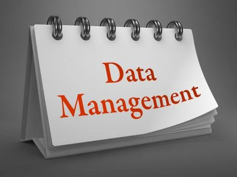 Data Management Concept on Desktop Calendar. Illustrazione stock