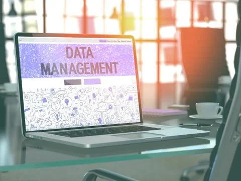 Data Management Concept on Laptop Screen Stock Illustration