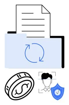 Data management, cybersecurity, financial technology, identity verification,  イラスト素材