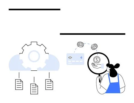 Data management, cybersecurity, financial transactions, payment processing, c Illustrazione stock
