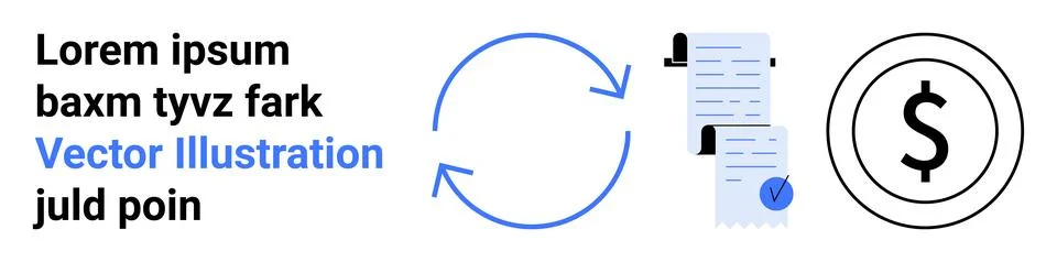 Data Management Cycle with Documents and Financial Symbol Concept Stock Illustration