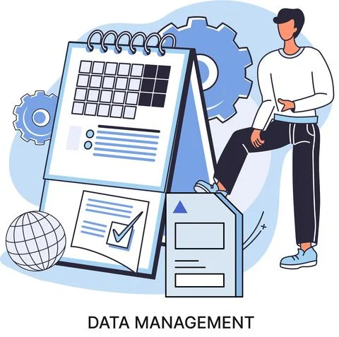 Data management, data center, business protection, rational storage of Illustrazione stock