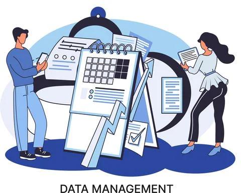 Data management, data center, business protection, rational storage of Illustrazione stock