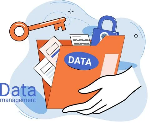 Data management, data center, business protection, rational storage of Illustrazione stock