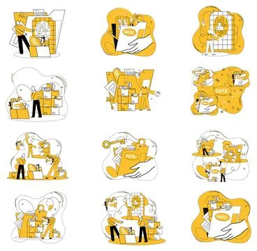 Data management. The data center is heart where pulse information is carefully Stock Illustration