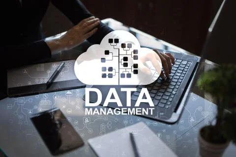 Data management, database manager, cloud technology concept. Stock Photos
