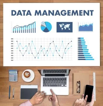 DATA MANAGEMENT File Database Cloud Network technology concept Stock Photos