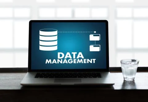 DATA MANAGEMENT File Database Cloud Network technology concept Stock Photos