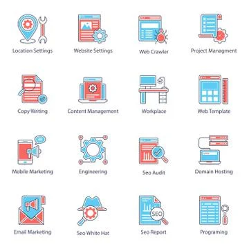 Data Management Flat Icons Pack Illustrazione stock