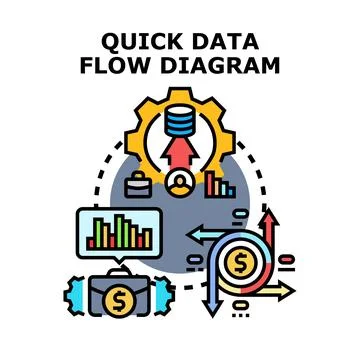 Data management flow chart concept illustrating financial analysis 스톡 일러스트