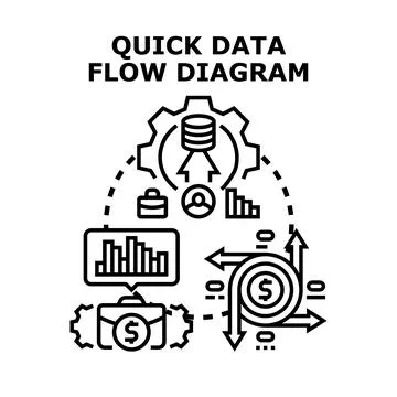 Data management flow chart concept illustrating financial analysis Stock Illustration