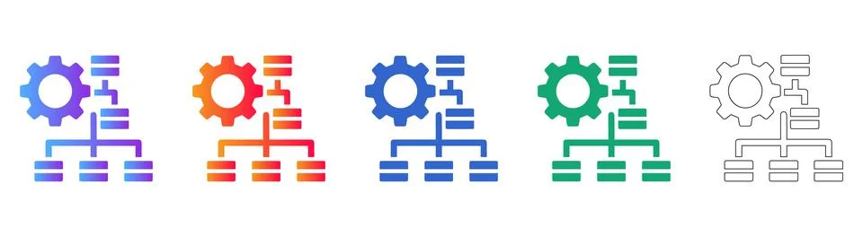 Data Management Hierarchy Icon Set Stock-Illustration