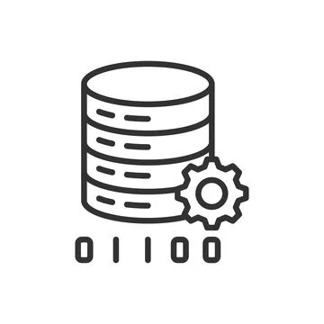 Data Management, icon in line design. Data organization, database, data storage 스톡 일러스트