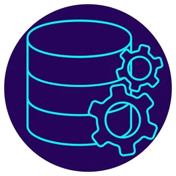 Data Management Icon. Minimalistic neon outline Illustrazione stock