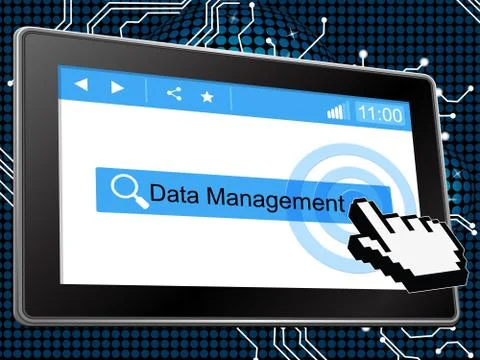 Data management indicating boss facts and business Illustrazione stock