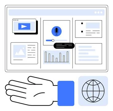 Data Management Interface with Multimedia, Graphs, and Global Communication.. イラスト素材