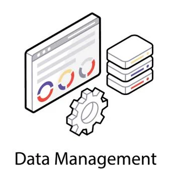 Data management in isometric icon design Stock Illustration