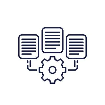 Data management line icon with documents Stock Illustration