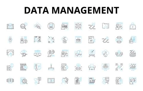 Data management linear icons set. Organization, Structuring, Integration イラスト素材