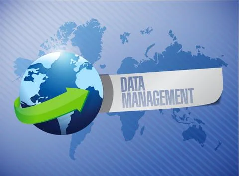 Data management message world map Stock Illustration