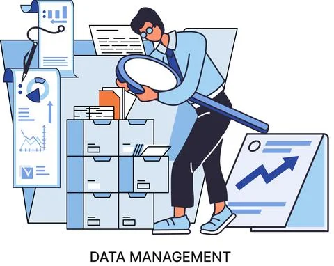 Data management metaphor, data center, business protection, rational storage of Stock Illustration