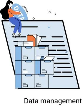 Data management metaphor, data center, business protection, rational storage of Illustrazione stock
