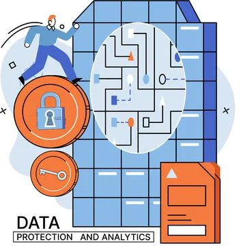 Data management metaphor, data center, business protection, rational storage of 스톡 일러스트