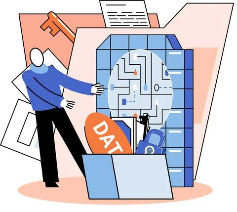 Data management metaphor, data center, business protection, rational storage of Stock Illustration