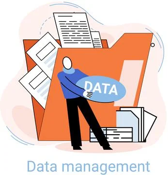 Data management metaphor, data center, business protection, rational storage of Illustrazione stock