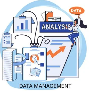 Data management metaphor, data center, business protection, rational storage of Stock Illustration